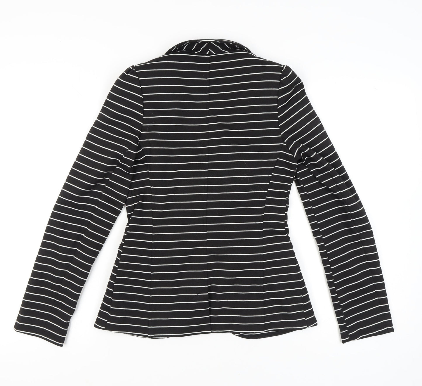 F&F Women’s Black White Stripe Slim Fit One-Button Blazer Size 8