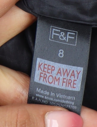 F&F Women’s Black White Stripe Slim Fit One-Button Blazer Size 8