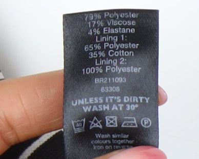 F&F Women’s Black White Stripe Slim Fit One-Button Blazer Size 8