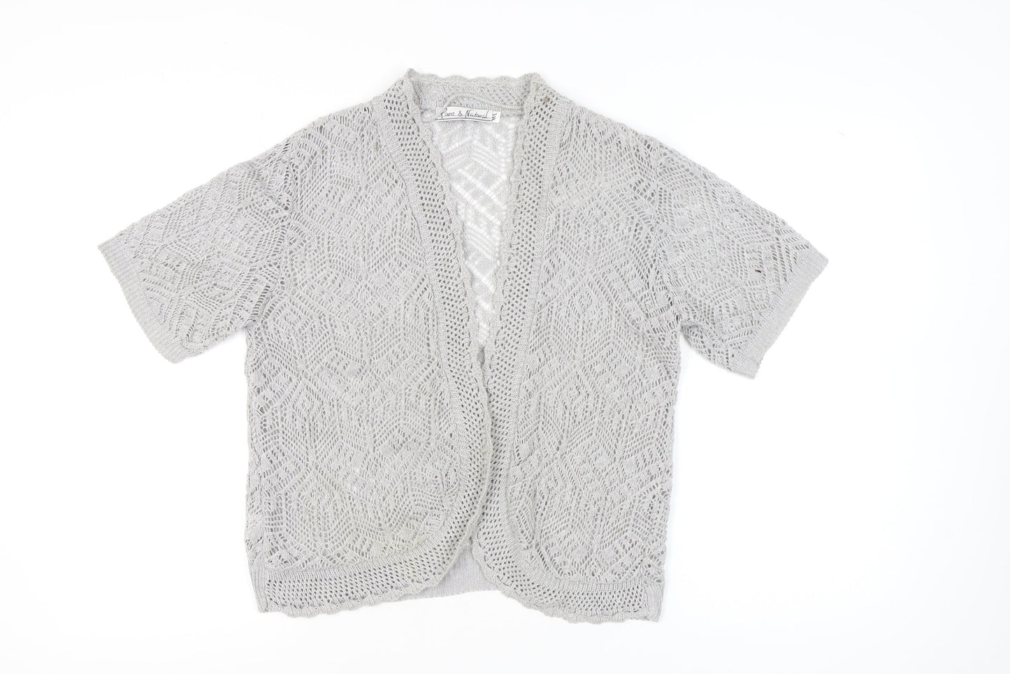 Womens UK Size M Pure & Natural Grey Cardigan Jumper