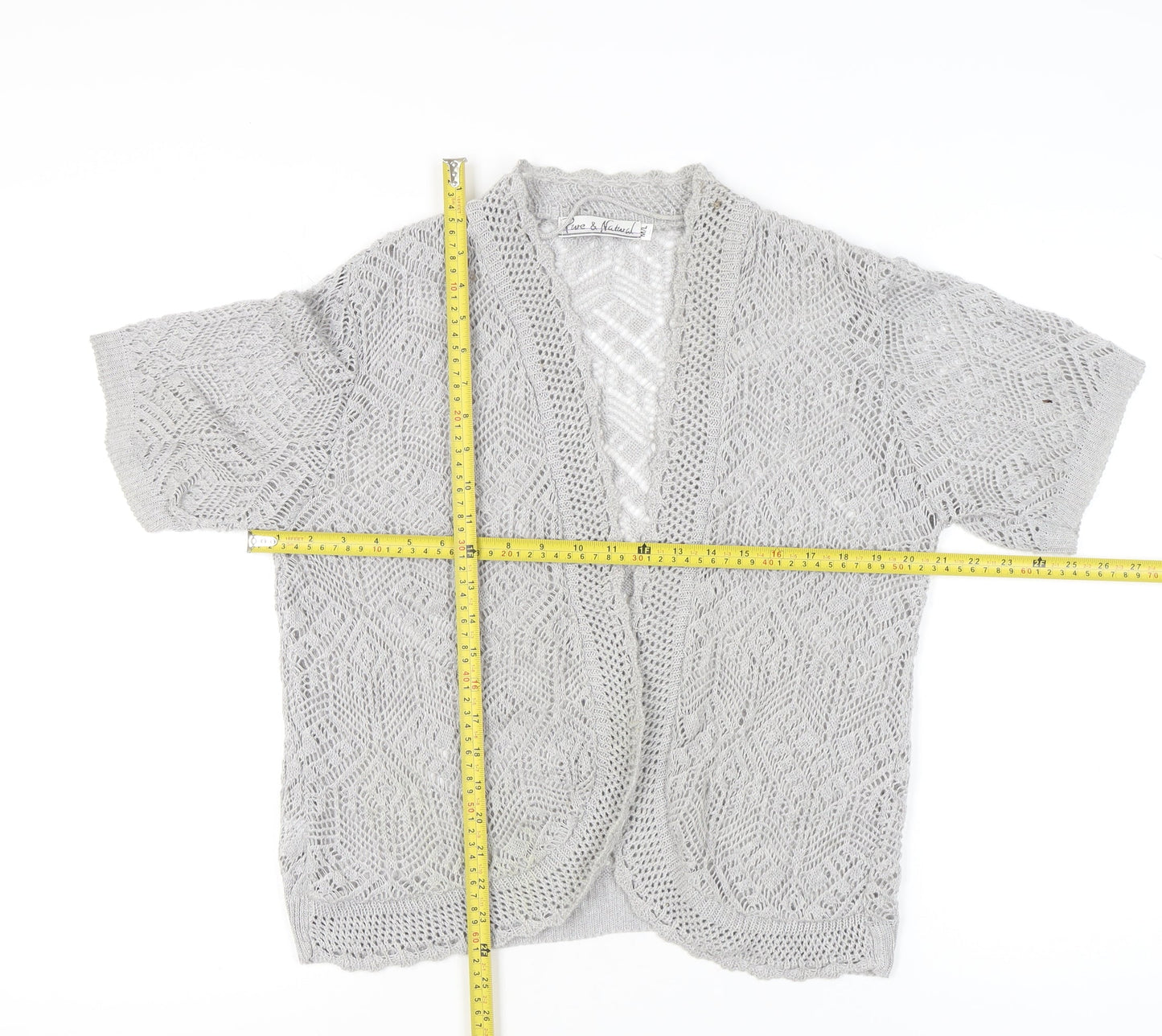 Womens UK Size M Pure & Natural Grey Cardigan Jumper