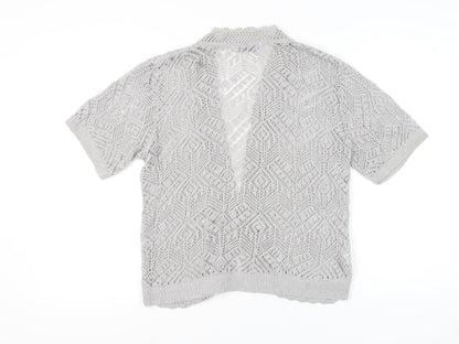 Womens UK Size M Pure & Natural Grey Cardigan Jumper