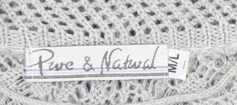 Womens UK Size M Pure & Natural Grey Cardigan Jumper
