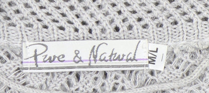 Womens UK Size M Pure & Natural Grey Cardigan Jumper