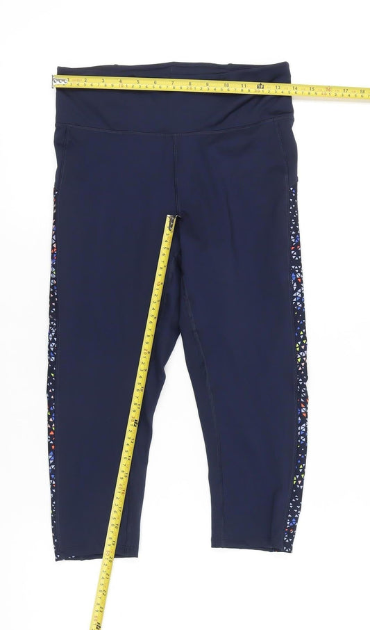 Marks and Spencer Women’s Blue Capri Leggings Size 10 Geometric Print