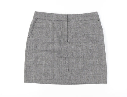 Next Women’s Grey Check Pencil Skirt Size 12 Knee Length Wool Blend