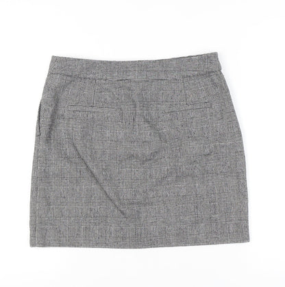 Next Women’s Grey Check Pencil Skirt Size 12 Knee Length Wool Blend