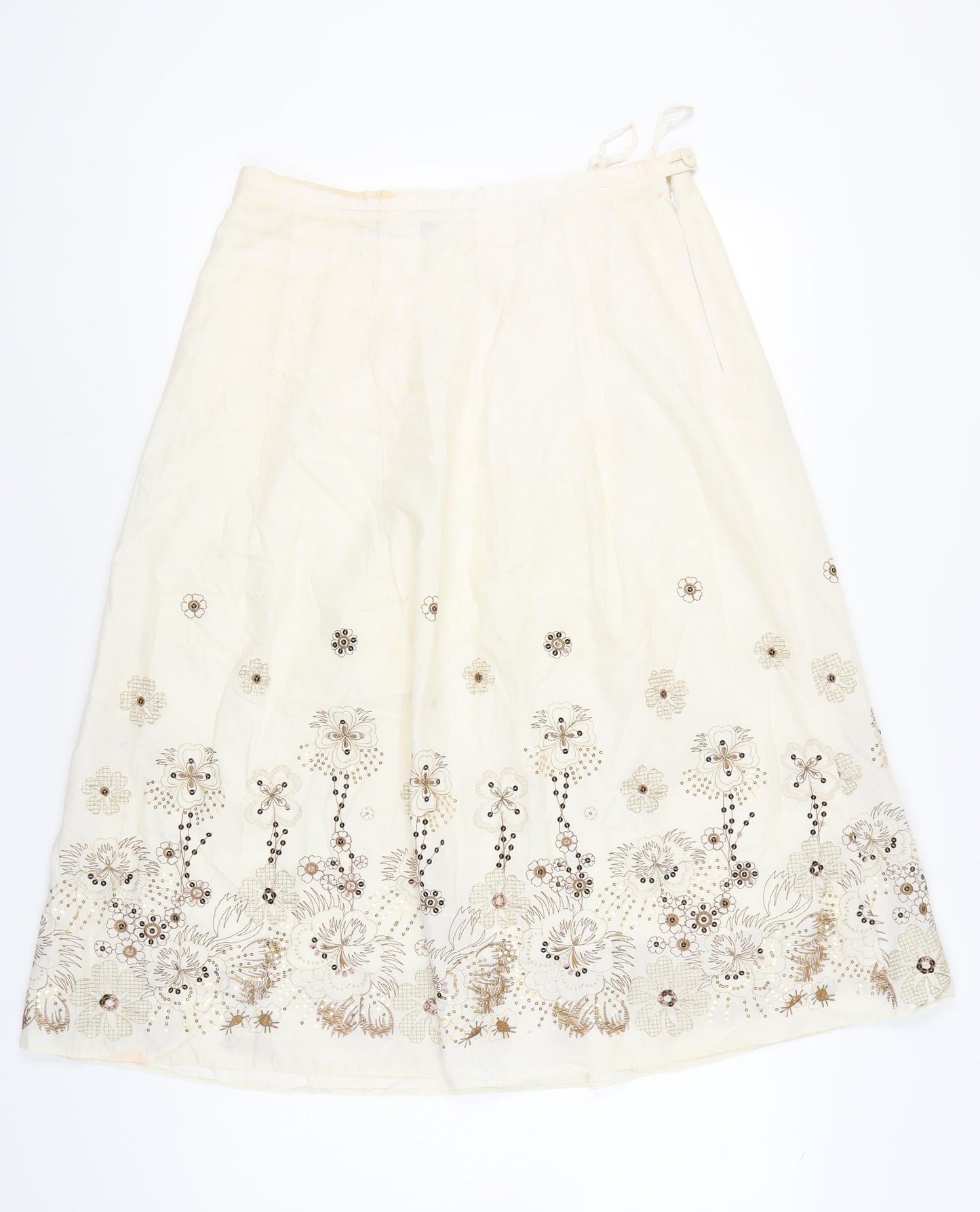 First Avenue Women’s Ivory A-Line Floral Embroidered Skirt Size 18