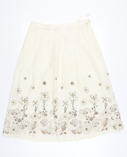 First Avenue Women’s Ivory A-Line Floral Embroidered Skirt Size 18