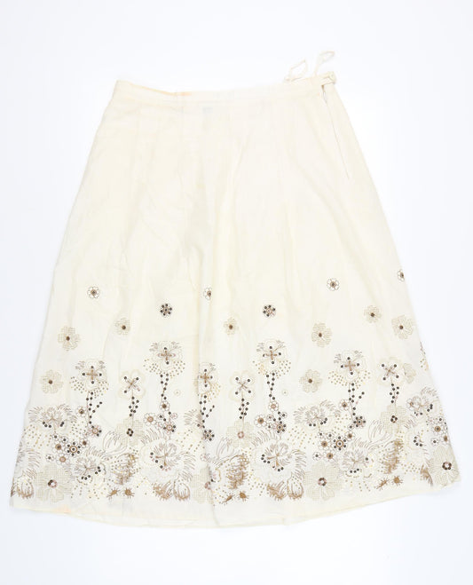 First Avenue Women’s Ivory A-Line Floral Embroidered Skirt Size 18