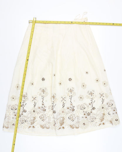 First Avenue Women’s Ivory A-Line Floral Embroidered Skirt Size 18