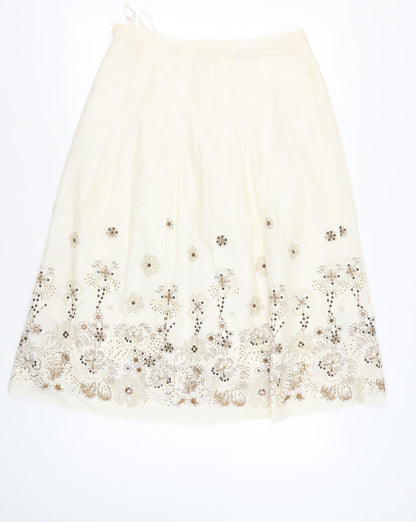 First Avenue Women’s Ivory A-Line Floral Embroidered Skirt Size 18