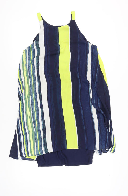 Next Women’s Multicoloured Striped Short Slip Dress UK 10 Summer Casual