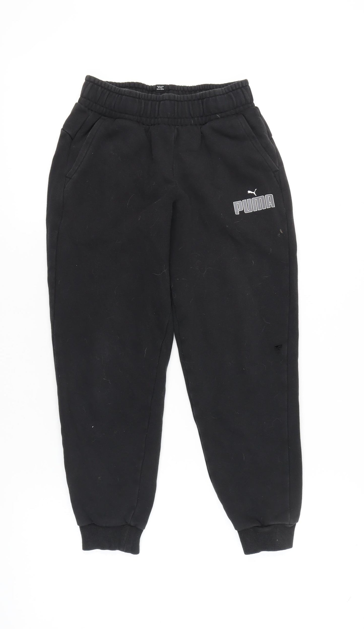 Puma Boys Black Jogger Trousers 11-12 Yrs Cotton Blend Sportswear