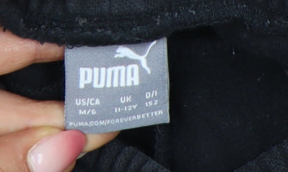 Puma Boys Black Jogger Trousers 11-12 Yrs Cotton Blend Sportswear