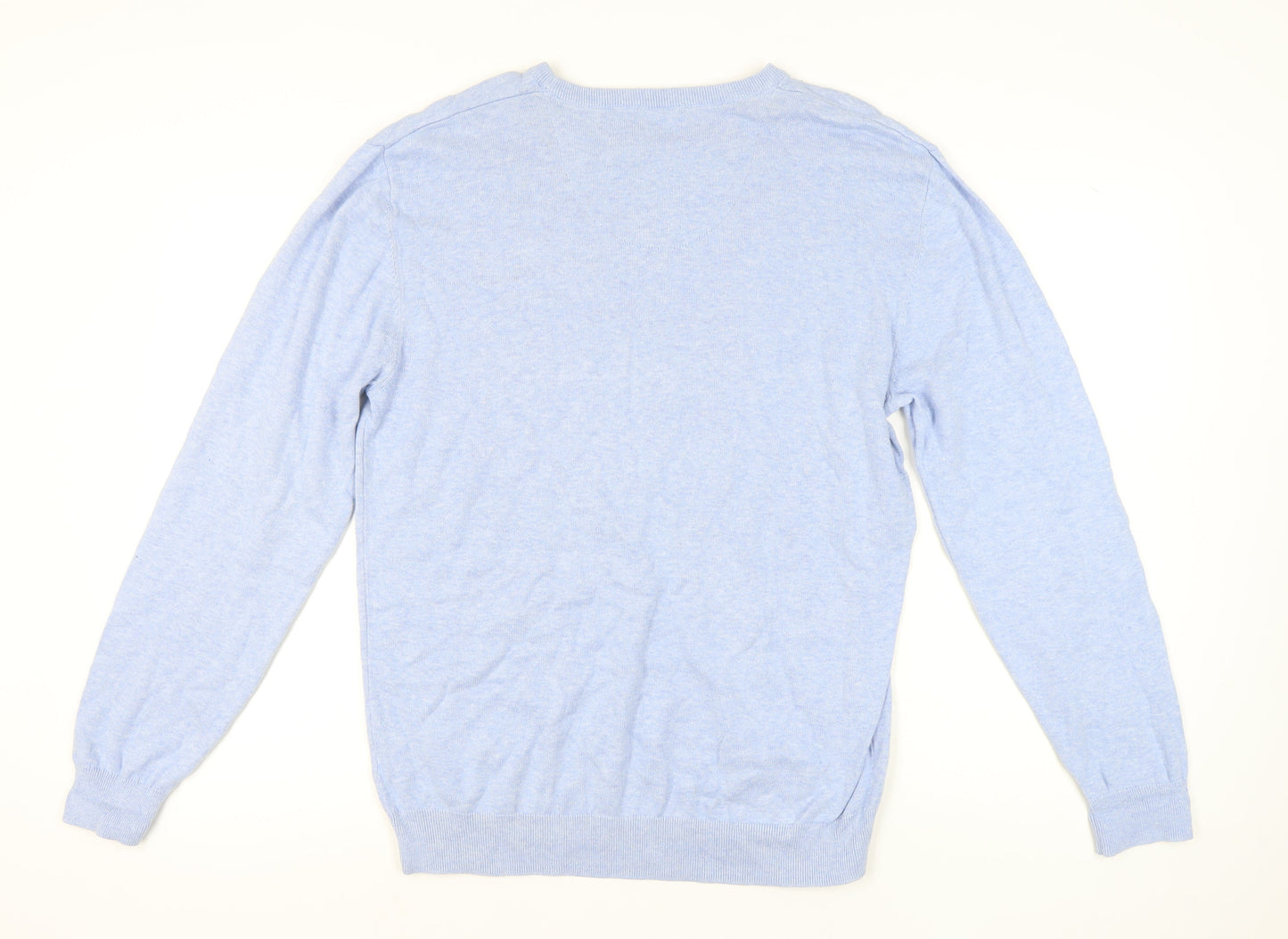 Greenwoods Men’s Blue Cotton Crew Neck Pullover Jumper L