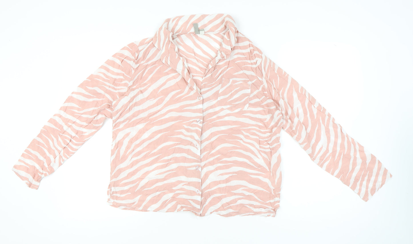 ASOS Women's Pink Zebra Print Modal Pyjama Shirt Top Size 14