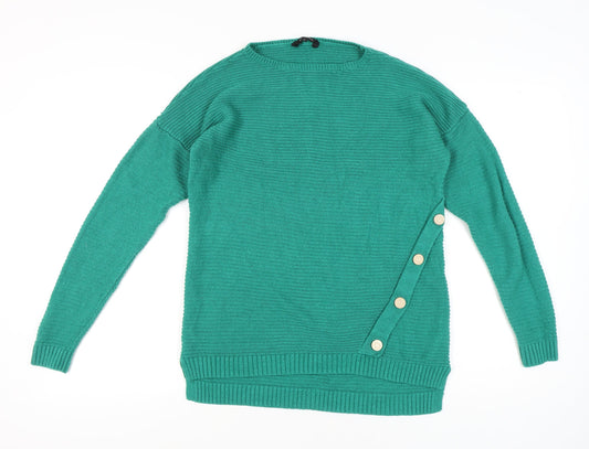 Womens UK Size M Peacocks Green Pullover Jumper