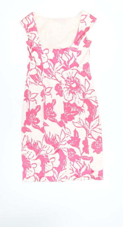 Coast Women's Pink Floral Sheath Knee Length Dress UK 10