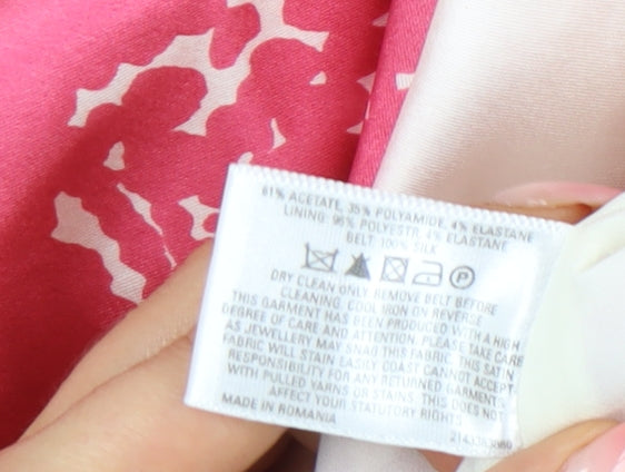 Coast Women's Pink Floral Sheath Knee Length Dress UK 10