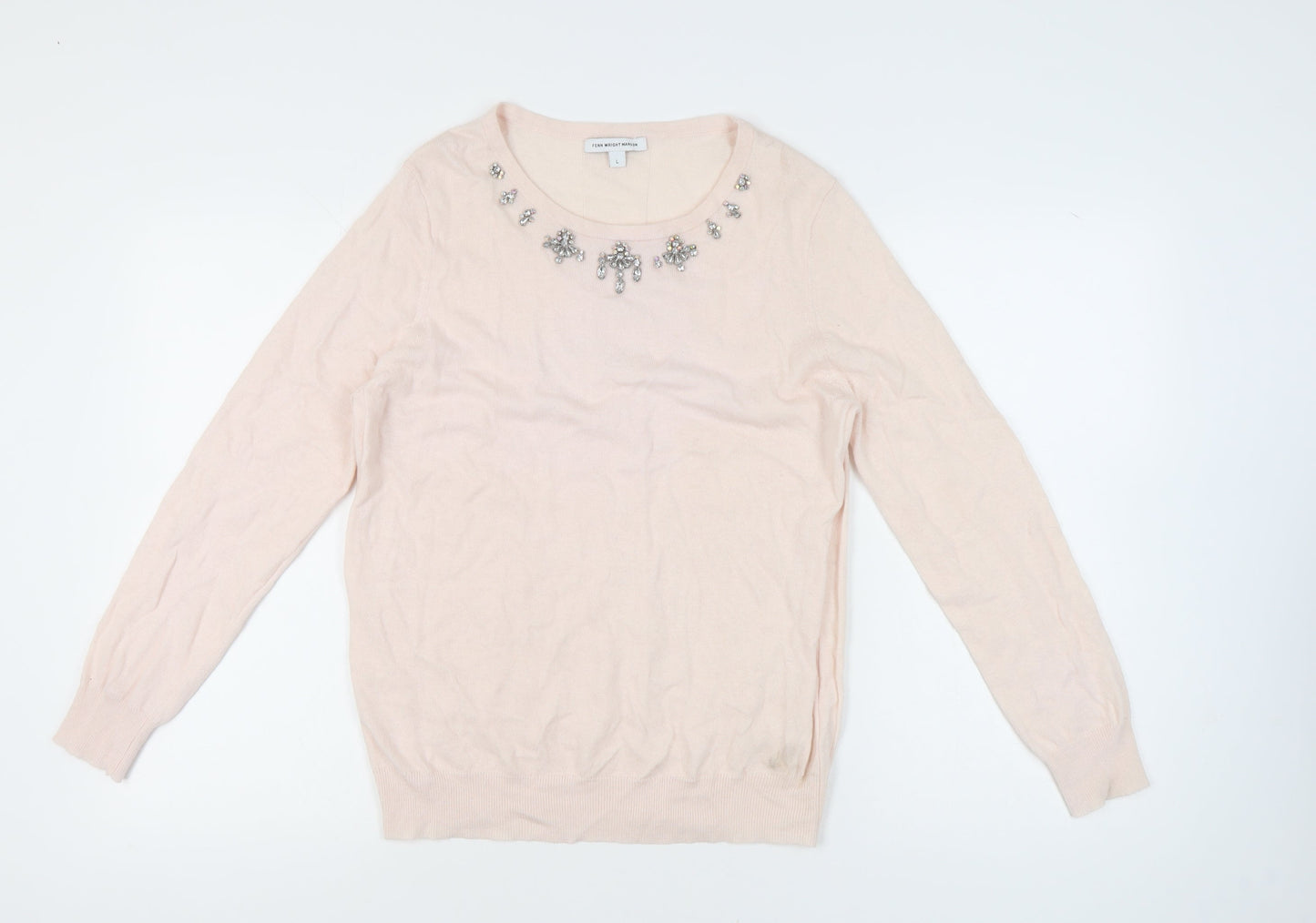 Fenn Wright Manson Women's Pink Jewel Neck Long Sleeve Jumper L