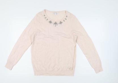 Fenn Wright Manson Women's Pink Jewel Neck Long Sleeve Jumper L