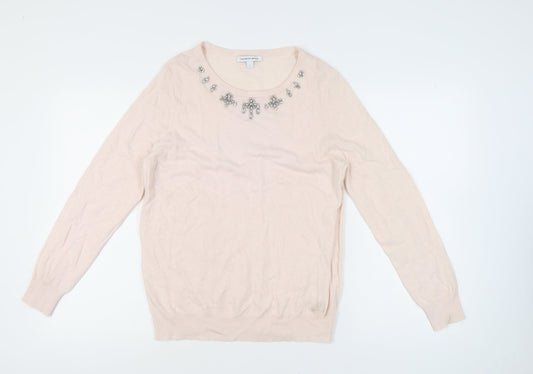 Fenn Wright Manson Women's Pink Jewel Neck Long Sleeve Jumper L