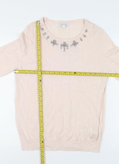 Fenn Wright Manson Women's Pink Jewel Neck Long Sleeve Jumper L