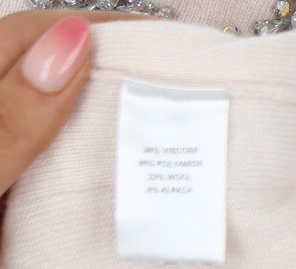 Fenn Wright Manson Women's Pink Jewel Neck Long Sleeve Jumper L