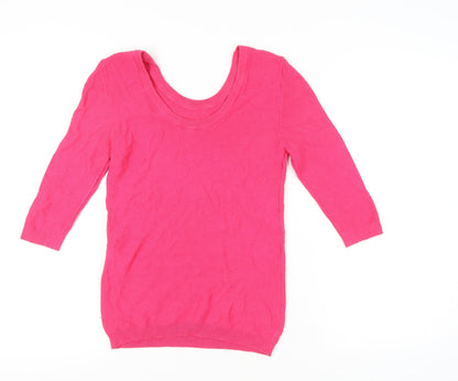 Morgan Women’s Pink XS 3/4 Sleeve Scoop Neck Pullover Jumper