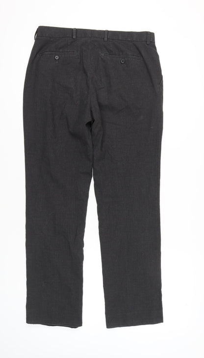 Next Men's Black Straight Leg Pleated Business Trousers 32W 31L