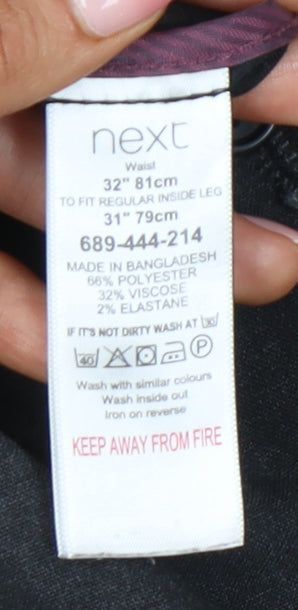 Next Men's Black Straight Leg Pleated Business Trousers 32W 31L