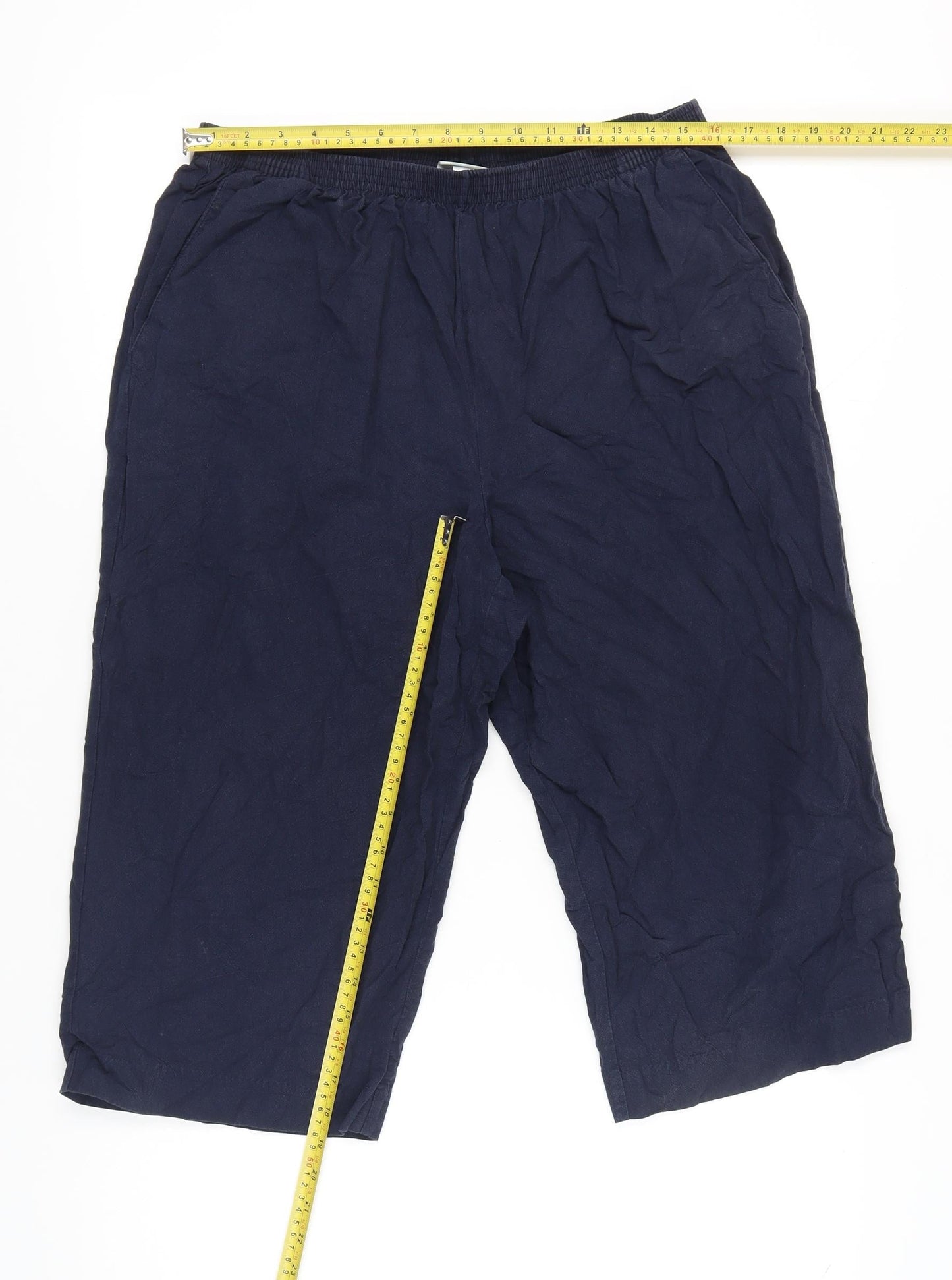 Alfred Dunner Women’s Blue 16 Plus Petite Cotton Cropped Trousers