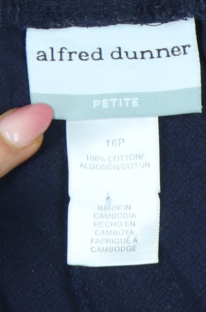 Alfred Dunner Women’s Blue 16 Plus Petite Cotton Cropped Trousers