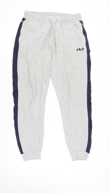 Fila Men’s Grey Sweatpants L Regular Fit Tapered Leg Casual Pants