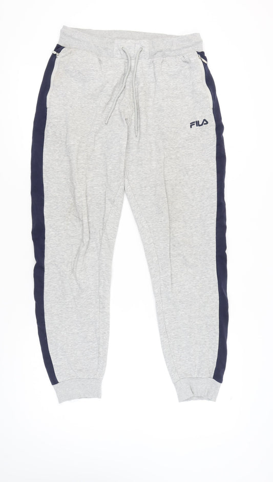 Fila Men’s Grey Sweatpants L Regular Fit Tapered Leg Casual Pants