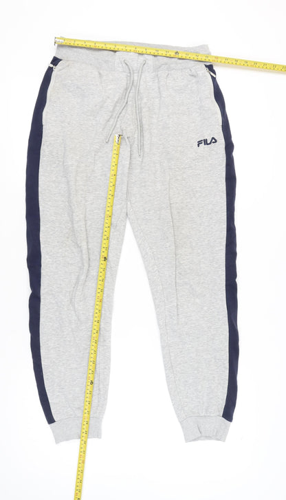 Fila Men’s Grey Sweatpants L Regular Fit Tapered Leg Casual Pants