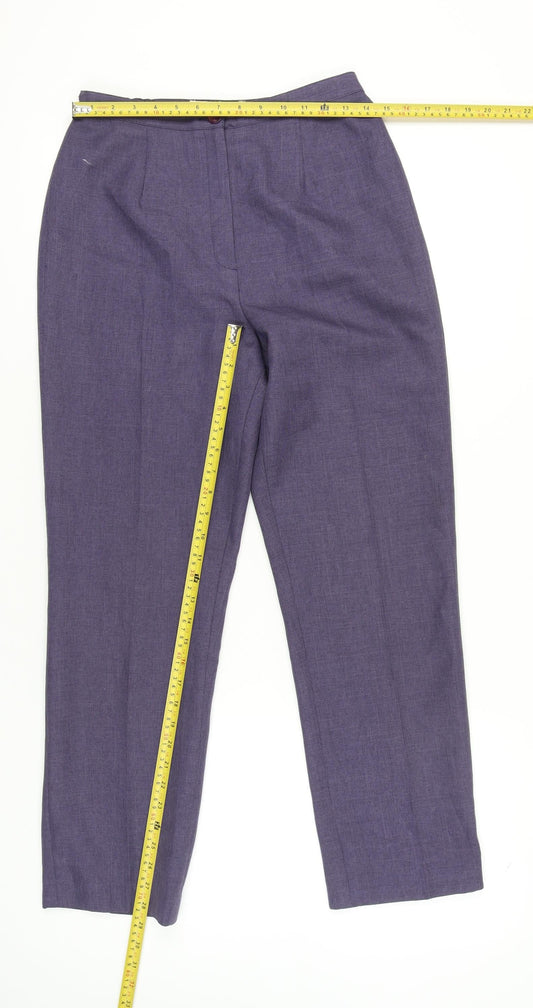 Autonomy Womens Purple Size 12 Classic Straight Leg Trousers