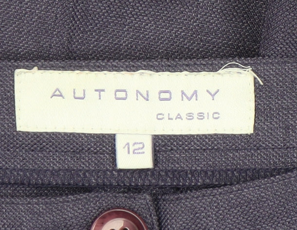 Autonomy Womens Purple Size 12 Classic Straight Leg Trousers