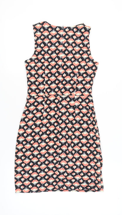 Izabel London Women’s Black Floral Sheath Dress Size 8 Cotton Blend