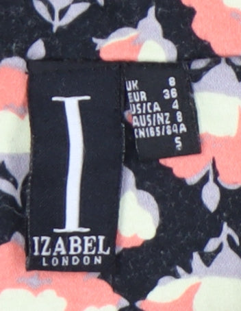 Izabel London Women’s Black Floral Sheath Dress Size 8 Cotton Blend