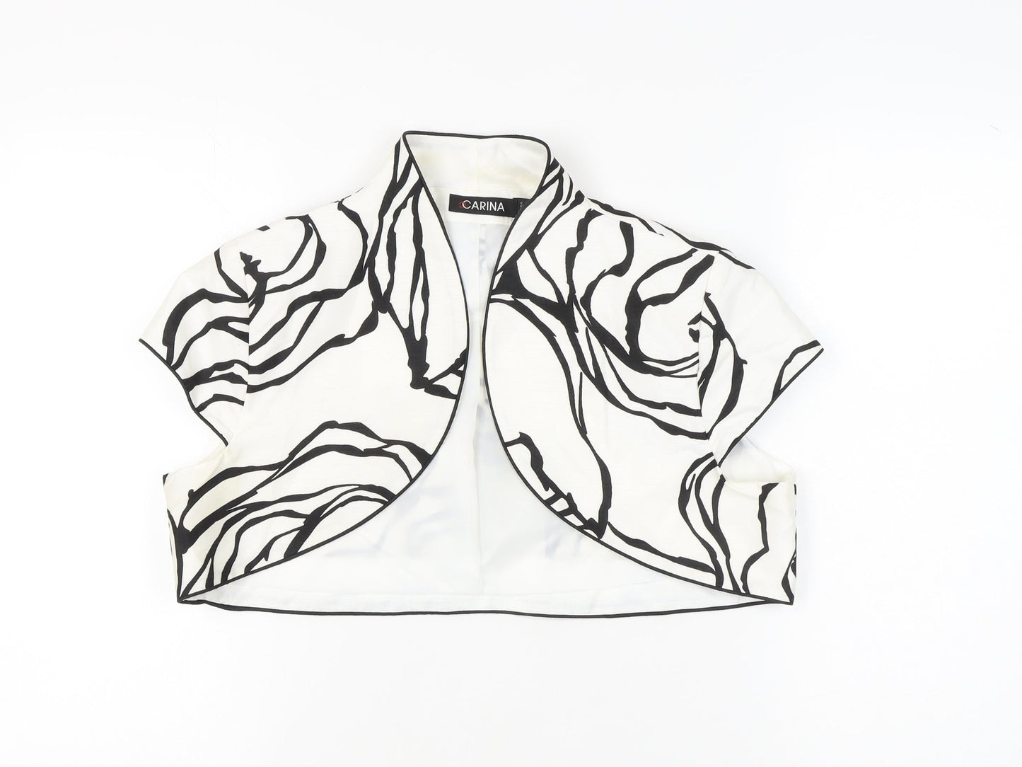 Carina Women’s White Floral Cropped Bolero Waistcoat Size 18 Spring Summer