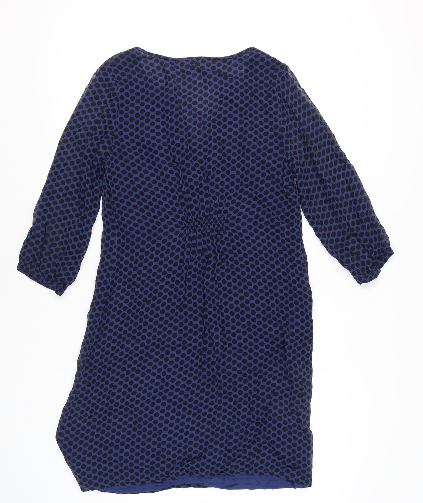 EAST Women’s Blue Polka Dot Viscose Shift Dress Size 10 3/4 Sleeve