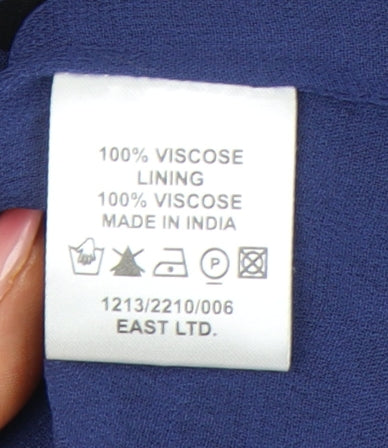 EAST Women’s Blue Polka Dot Viscose Shift Dress Size 10 3/4 Sleeve