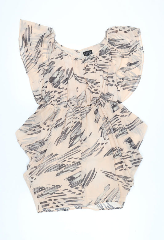 Topshop Women’s Beige Animal Print Blouson Dress Size 10