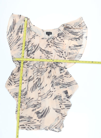 Topshop Women’s Beige Animal Print Blouson Dress Size 10