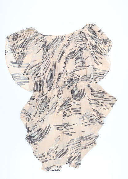 Topshop Women’s Beige Animal Print Blouson Dress Size 10