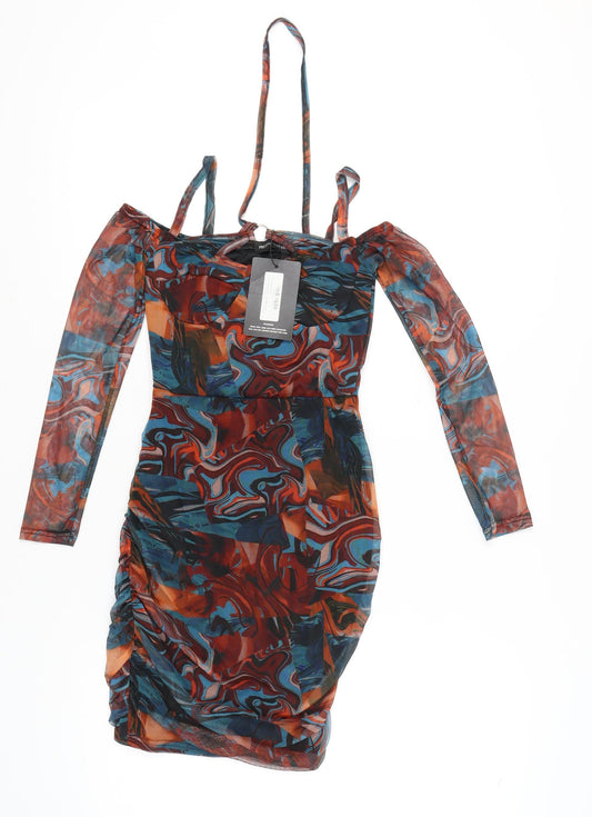 PrettyLittleThing Women’s Multicoloured Size 10 Bodycon Mini Dress