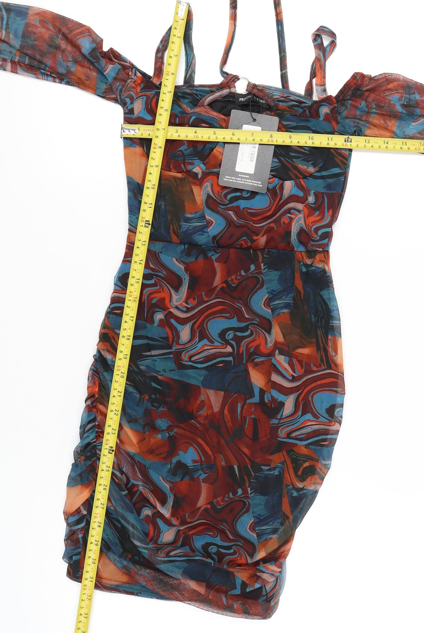 PrettyLittleThing Women’s Multicoloured Size 10 Bodycon Mini Dress