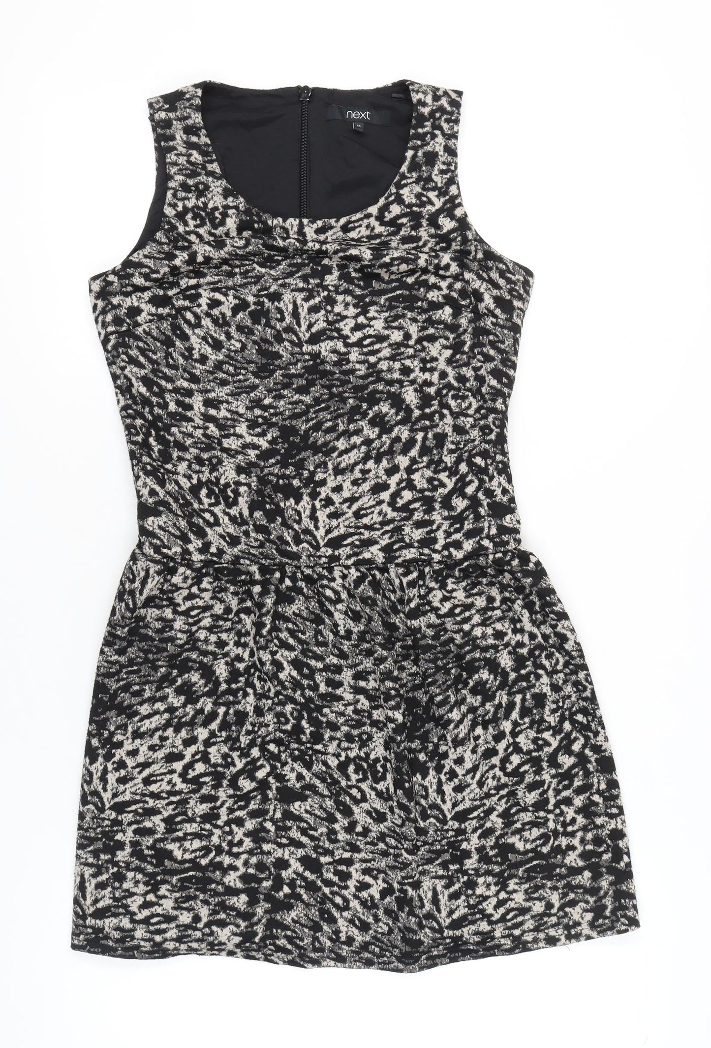 Next Women’s Black Animal Print A-Line Dress Size 8 Sleeveless